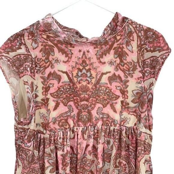 Free People Womens All the Time Velvet Babydoll Mini Dress Petal Combo Small NWT - Picture 5 of 13